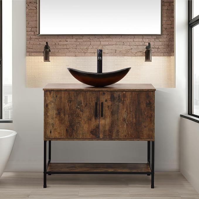 UEV Rustic Brown 36" Bathroom Vanity by YourHomeExcellentVendor