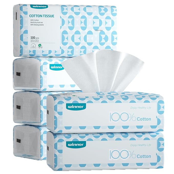 Winner Soft Face Towels, 100% USDA Biobased Facial Towels, Unscented Cotton by Winner