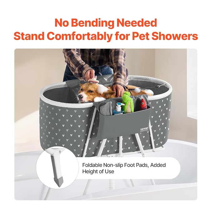 VEVOR Portable Dog Bathtub, Elevated & Foldable Space-Saving Pet Shower Station - Image 3