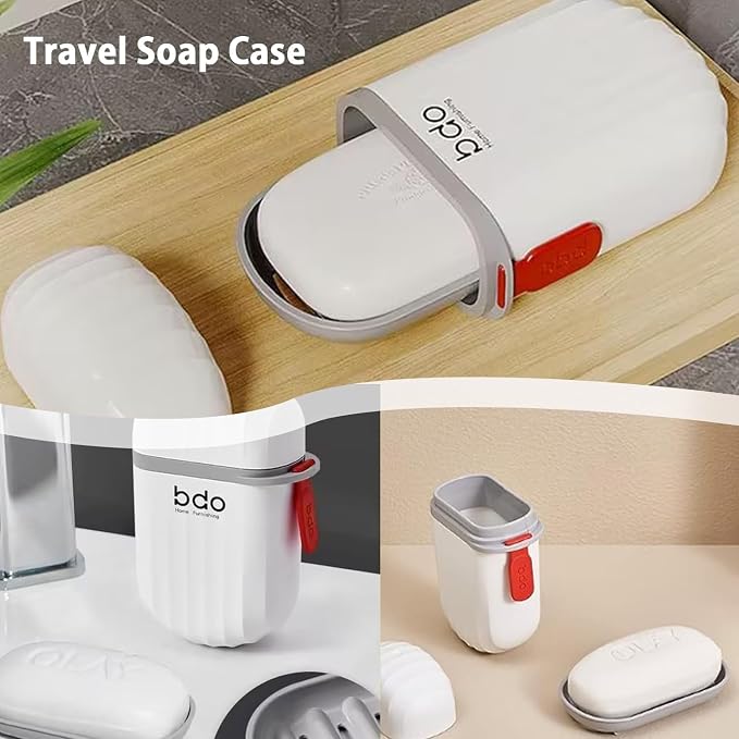 Zulay Kitchen Pack of 2 Portable Plastic Soap Dish Box - Image 7