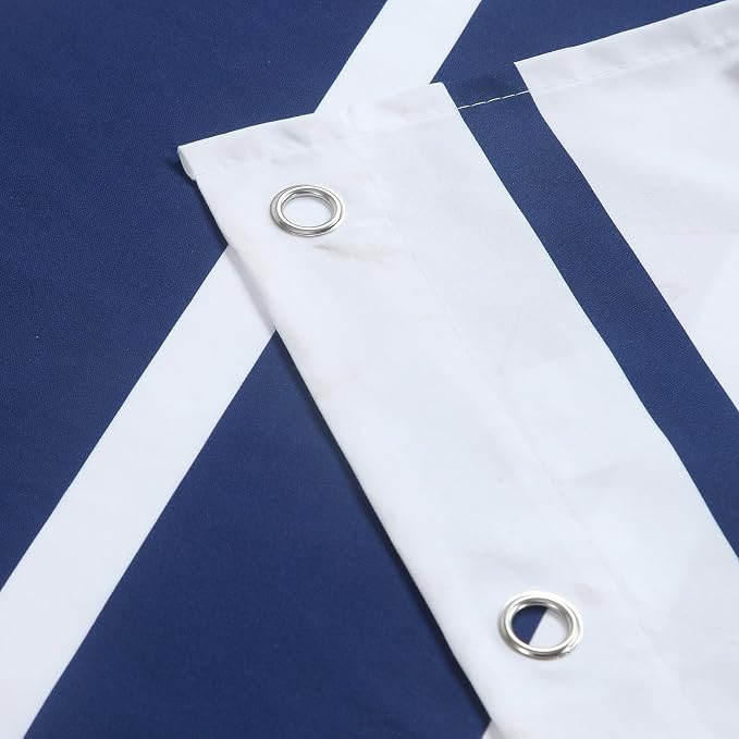 90 Inch Blue Shower Curtain, Extra Long Modern Navy Blue and White Stripe - Image 4