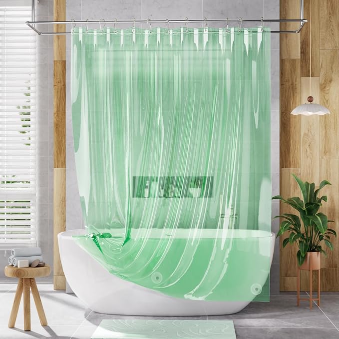 AmazerBath Shower Curtain Liner, 72x72 Transparent Mint Green Shower Liner - Image 6