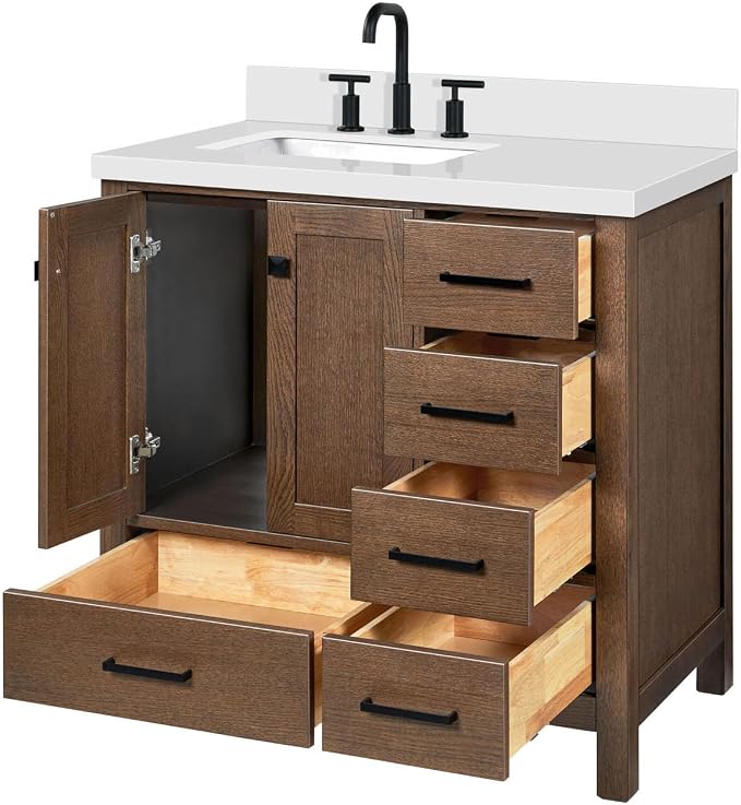 ARIEL Cambridge 37 Inch Single Rectangular Sink Bathroom Vanity - Image 6
