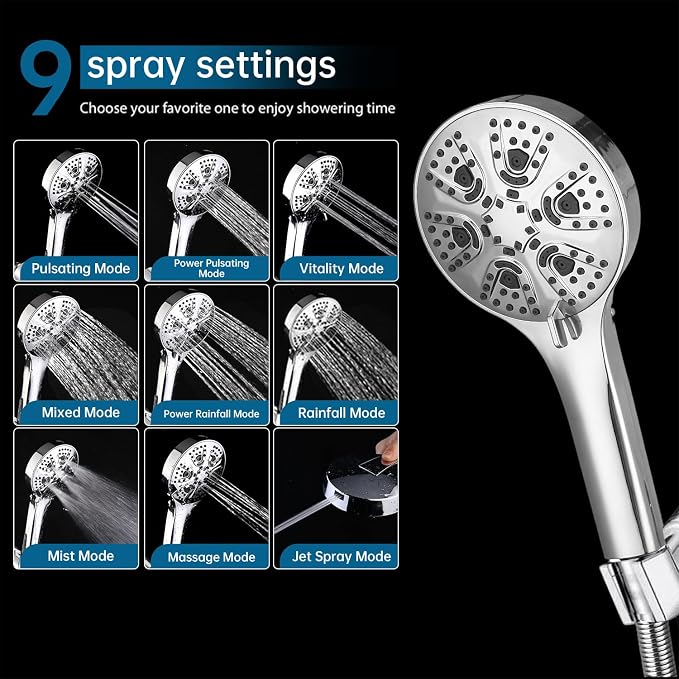 Shower Head with Handheld Spray Combo 2 in 1 Rainfall High Pressure with 59" - Image 6