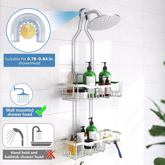 Shower Caddy Hanging for Bathroom: Adjustable Height No Blocking to Shower Head - Image 5