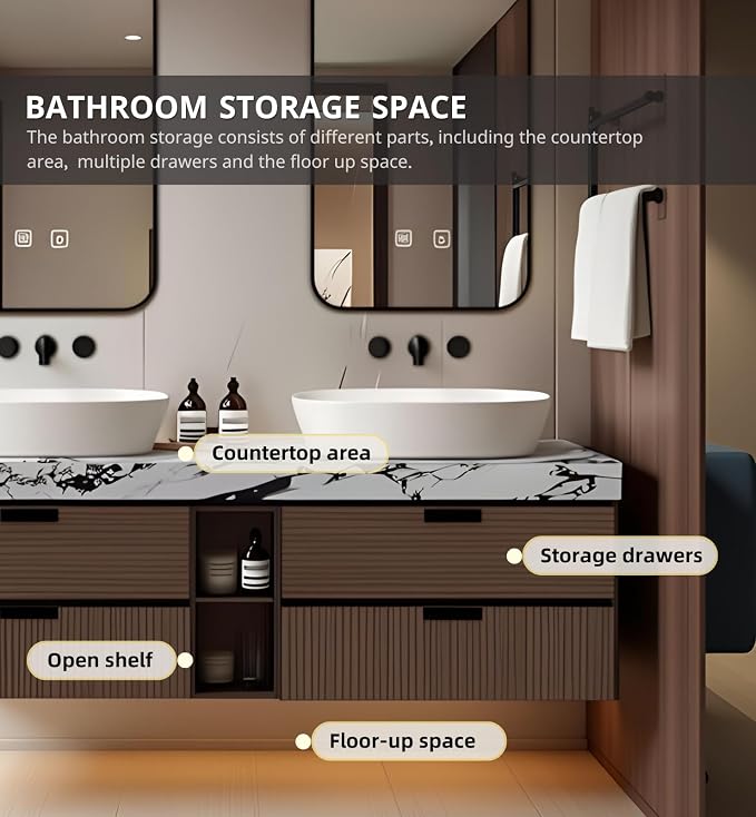 Double Bathroom Vanity with Sink, Floating Vanities Set Includes Smart - Image 5