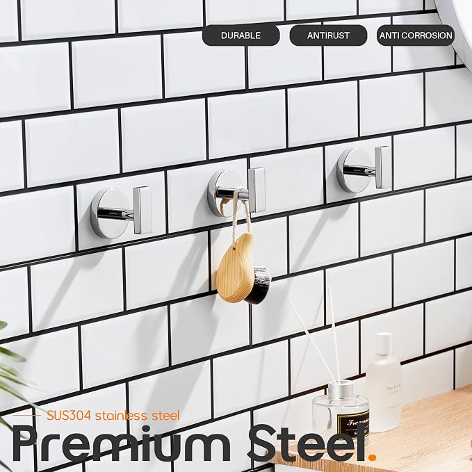 Robe Hook Polished Chrome Bath Towel Hooks Stainless Steel Wall Hooks - Image 3