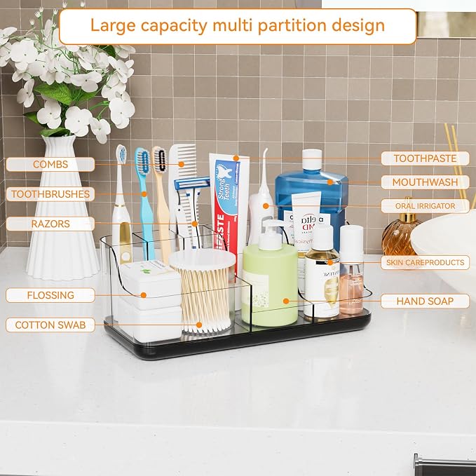 Yieach Mens Bathroom Organizer and Storage, Large 7 Slot Vanity Bathroom - Image 4