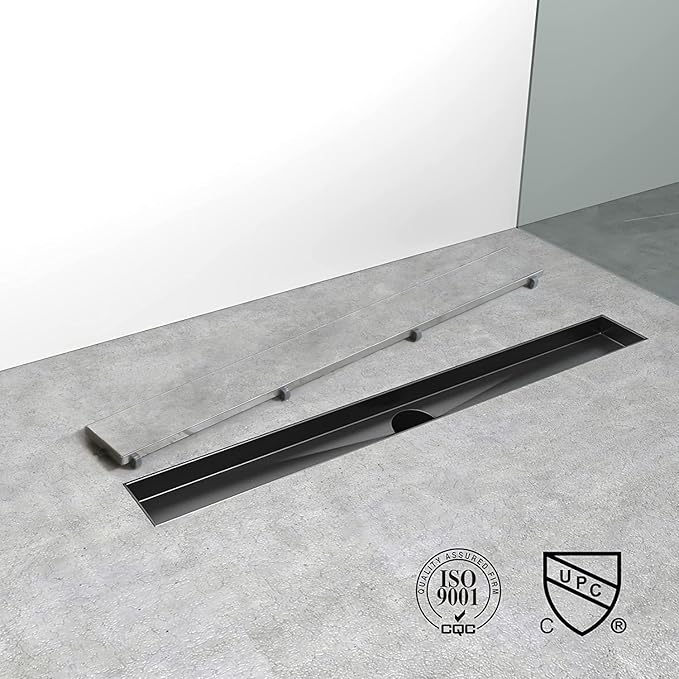 Linear Shower Drain, 28 inch Black Drain - Image 5