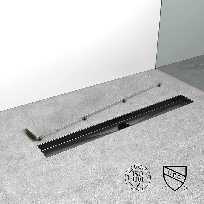 Linear Shower Drain, 40 inch Black Drain - Image 5