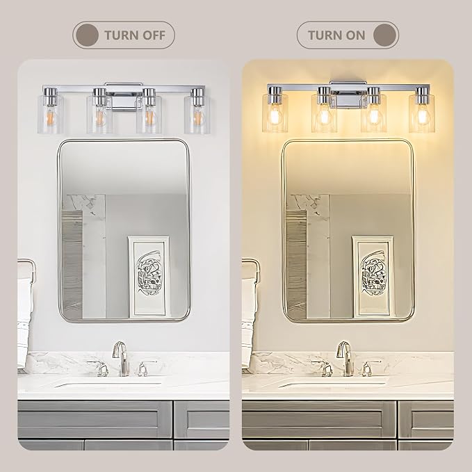 4-Light Bathroom Light Fixtures Modern Chrome Vanity Lights - Image 4