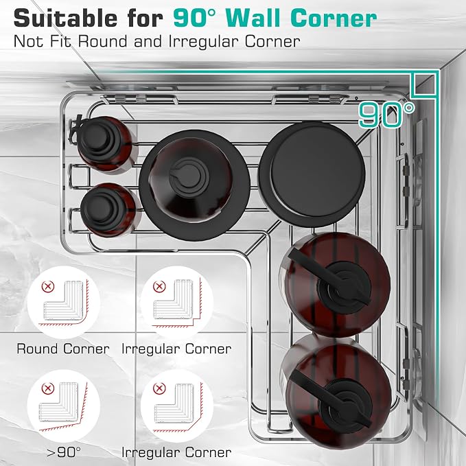 YASONIC Corner Shower Caddy, Rustproof Stainless Steel Shower Organizer - Image 7