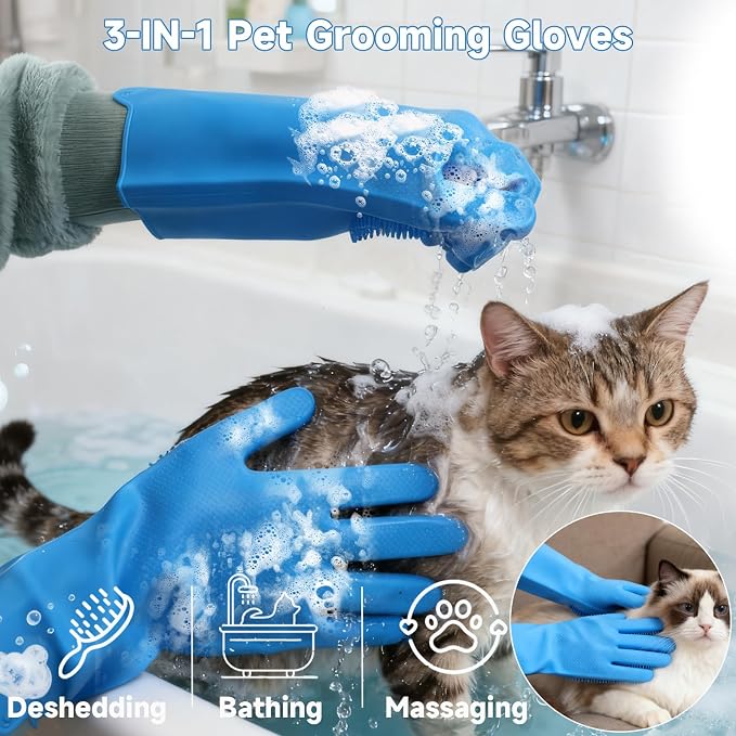 2PCS Dog Washing Gloves and Dog Bath Brush, 2-in-1 pet Shower Set | Suitable - Image 2