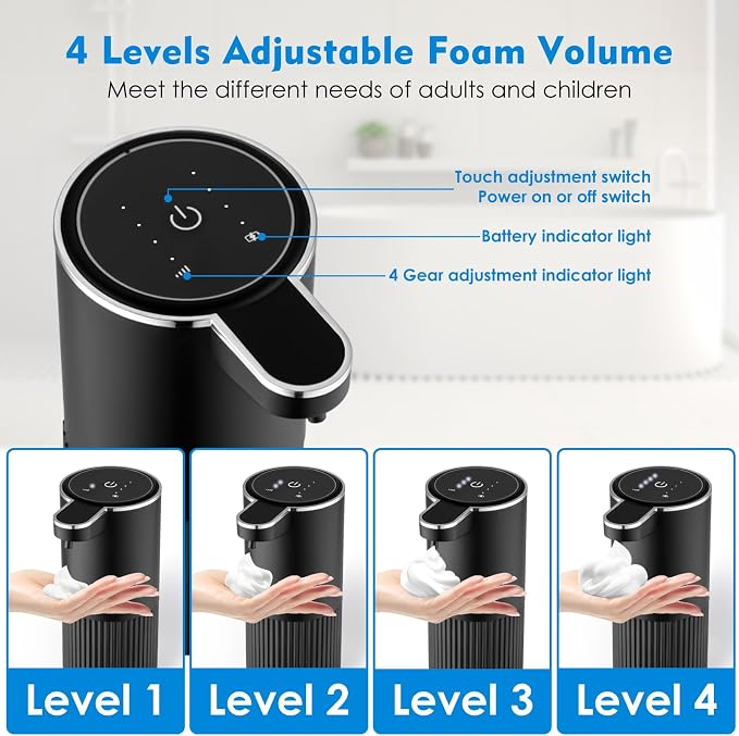 Automatic Foaming Soap Dispenser, 4-Level Adjustable Electric Foam Hand Soap - Image 3