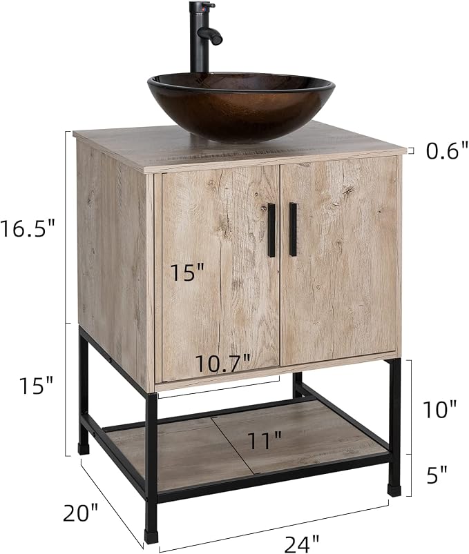UEV 24" Bathroom Vanity, Oak Color Bathroom Vanity Set - Image 2