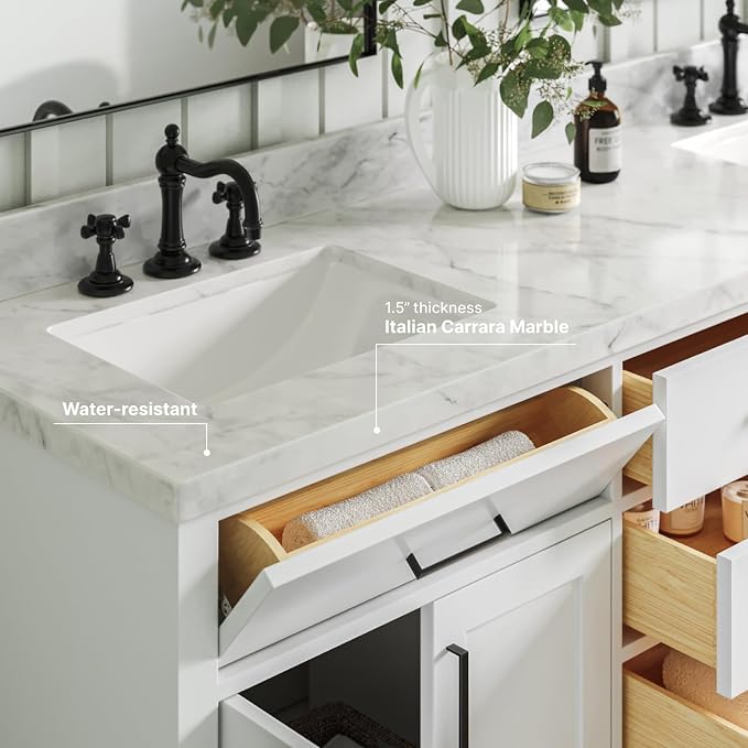 ARIEL Double Vanity 73" White - Image 4