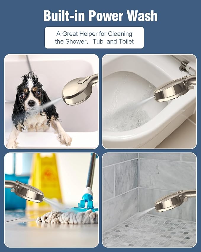 Filtered Shower Head with Handheld Brushed Nickel, BOWGER 6 Modes High Pressure - Image 5