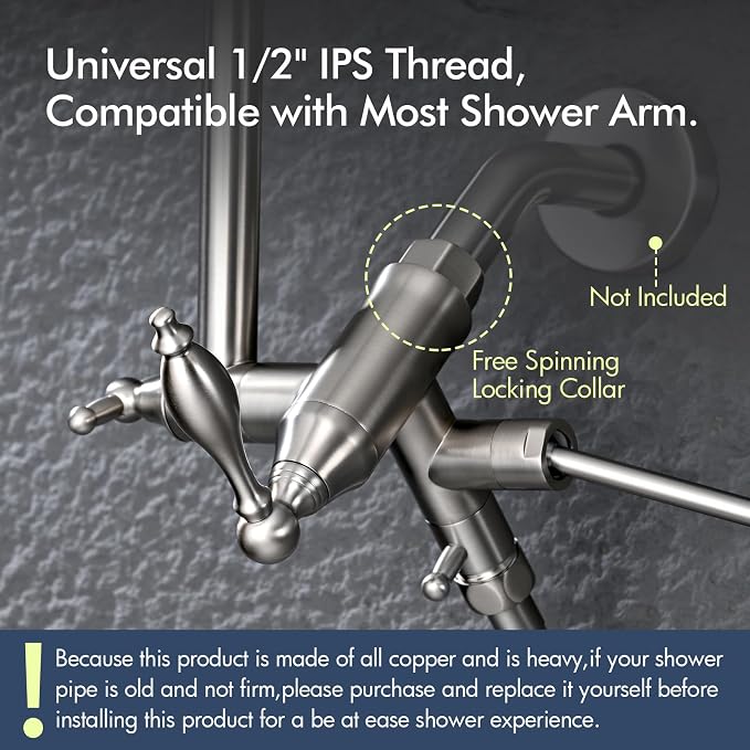 Bagnolux Solid Brass 6" High Pressure Rain Shower Head Combo - Image 8