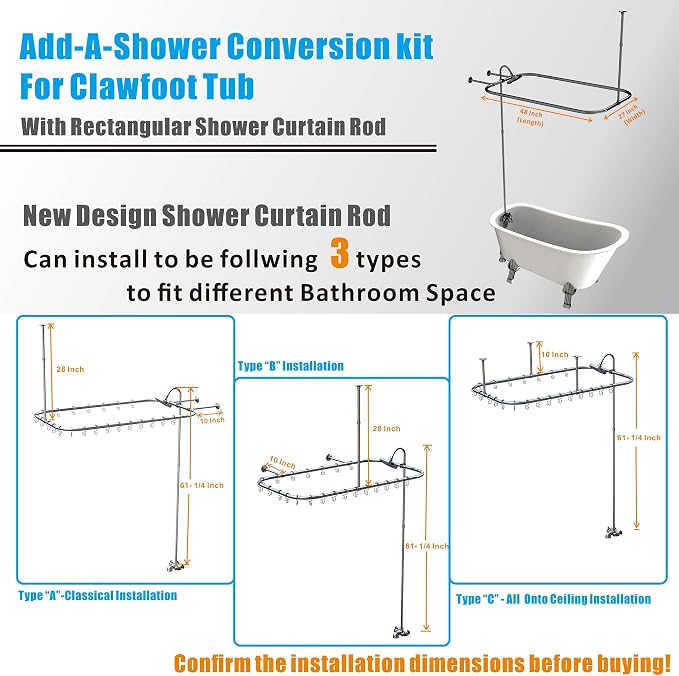 Clawfoot Tub Shower Kit, Add On Shower Units - Image 5