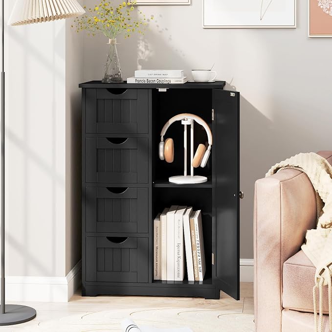 Tangkula Bathroom Floor Cabinet, Freestanding Storage Cabinet - Image 4