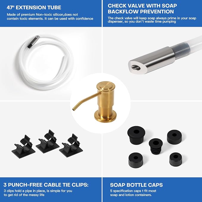 Soap Dispenser for Kitchen Sink, Brushed Gold Built in Soap Dispensers - Image 5
