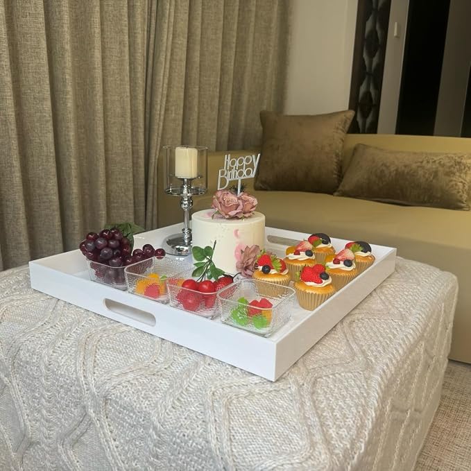 White Modern Acrylic Ottoman Tray - Image 3
