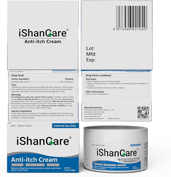 ishancare Anti Itch Cream Extra Strength, Oatmeal Soothing Skin Itch Relief - Image 9