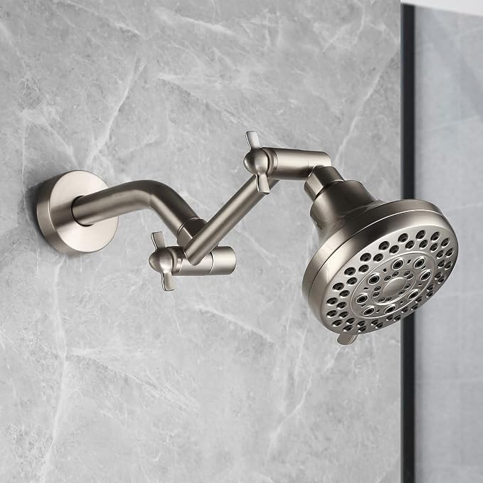 Brushed Nickel Shower Extender Arm, Height & Angle Adjustable - Image 4