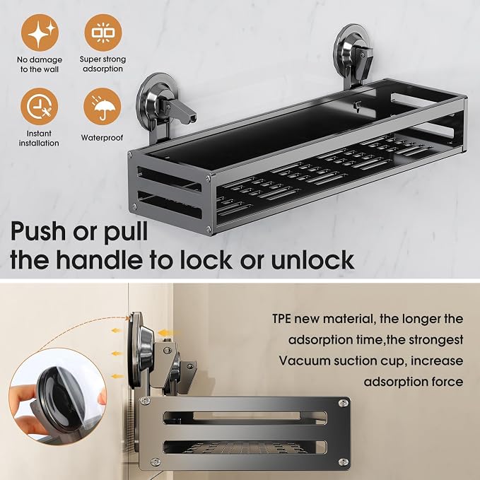 Shower Caddy Suction Cup, 11.8 inch Suction Shower Shelf - Image 2