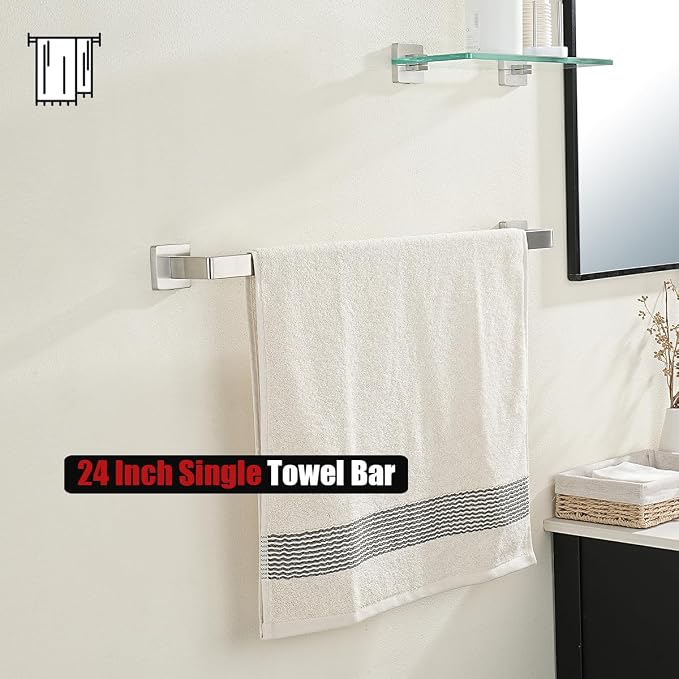 JQK Brushed Towel Bar, Rounded Edges 26.41 Inch Towel Rack, 304 Stainless Steel - Image 7