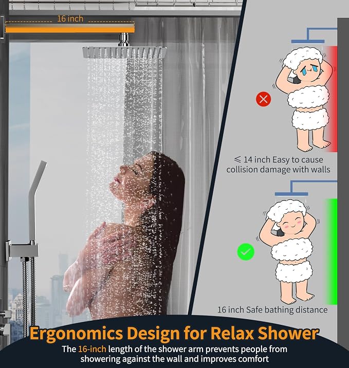SR SUN RISE SRSH-F5043 Bathroom Luxury Rain Mixer Combo Set Wall Mounted - Image 7