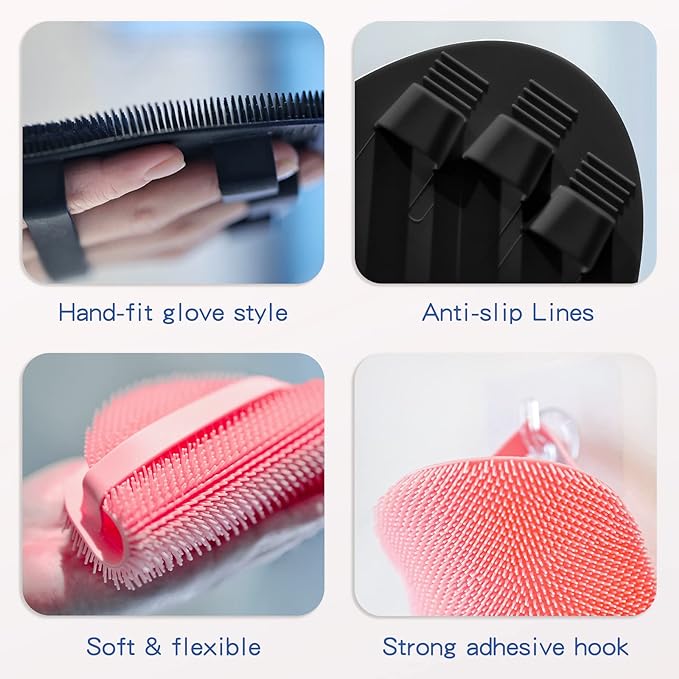 Manmihealth Silicone Back Scrubber & Soft Bath Glove Set, Super-Exfoliating - Image 5