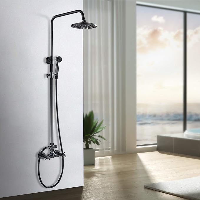 NeierThodore Luxury ORB Bathroom Shower Faucet Dual Handles Wall-Mounted Shower - Image 3