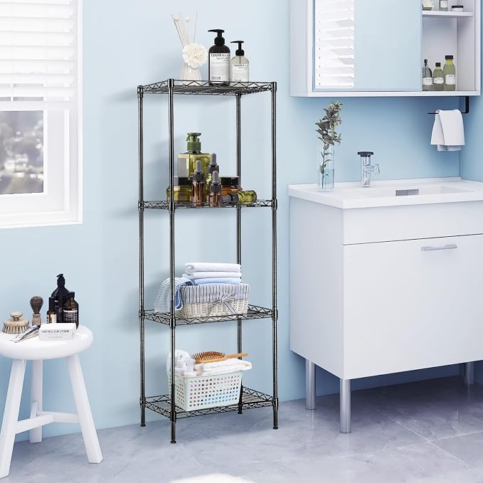 BNSPLY 4 Tier Wire Shelving Unit, Height Adjustable Wire Shelves, Metal Storage - Image 2