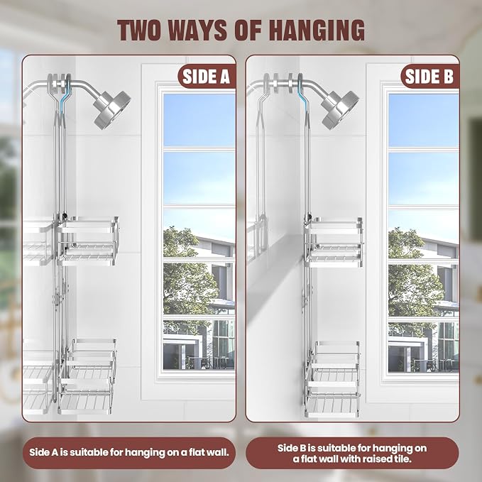 REINHARDT Adjustable Shower Caddy Hanging Rustproof Shower Caddy - Image 9