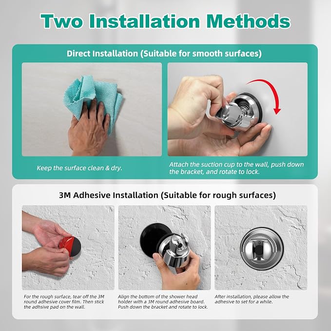 Hibbent Vacuum Suction Cup Shower Head Holder, Removable Shower Wand Bracket - Image 6