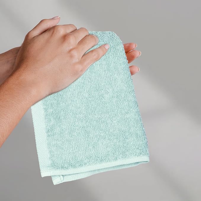 Amazon Basics face Towels for bathroom, 100% Cotton Extra Absorbent washcloth - Image 6