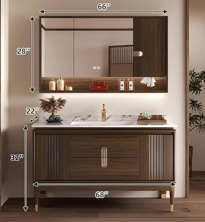 Single Sink Bathroom Vanity 68in, Freestanding Bathroom Vanity Includes Smart - Image 2
