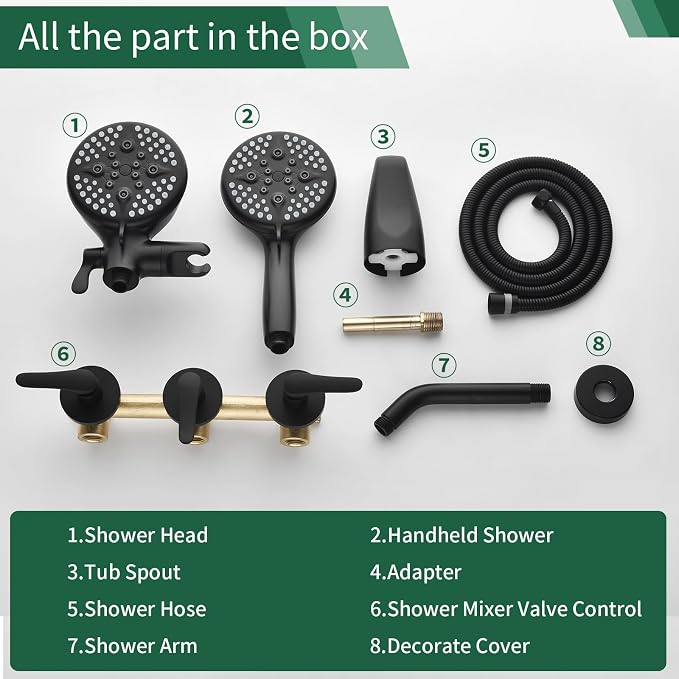 3 Handle Tub Shower Faucet Set Shower System - Image 8