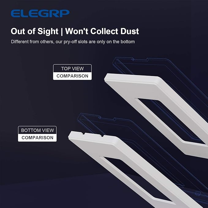 ELEGRP Matte White 1-Gang Screwless Decorative Wall Plates, Standard Size - Image 3