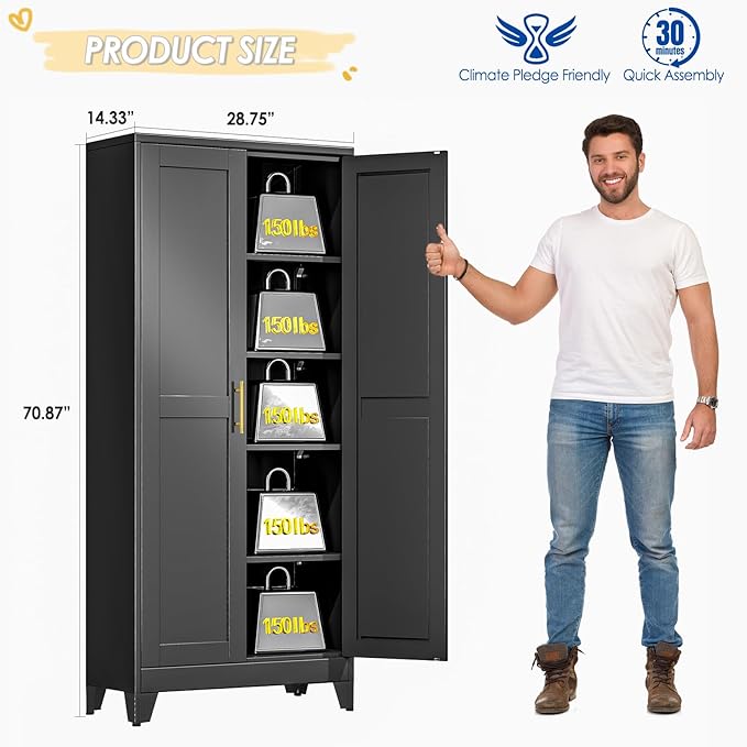 71" Tall Metal Storage Cabinet - Image 2