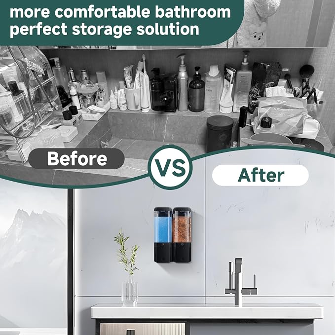Shampoo and Conditioner Dispenser Wall Mounted No Drill, Shower Soap Dispenser - Image 6