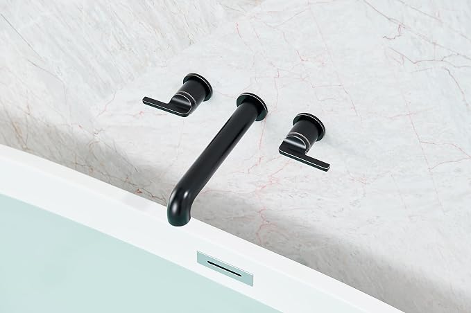 SITGES Solid Brass Wall Mount Tub Filler, High Flow Bathtub Faucet Set - Image 2