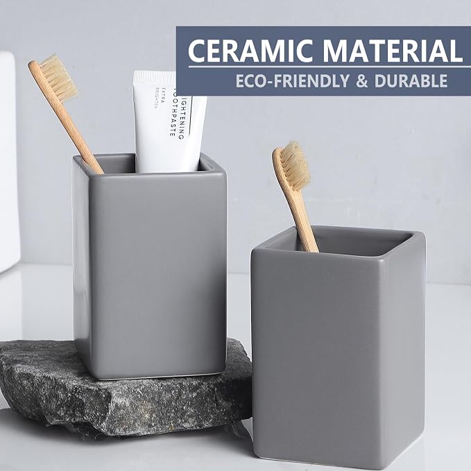 Grey Square Toothbrush Holders for Bathrooms - Image 3