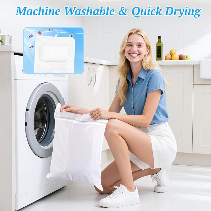 Bath Pillow for Tub with Laundry Bag & 17 Non-Slip Suction Cups, Extra Thick - Image 7