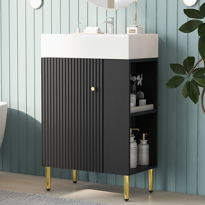 Merax 21.6 Inch Small Bathroom Vanity Sink Combo, Freestanding Bathroom Cabinet by Merax
