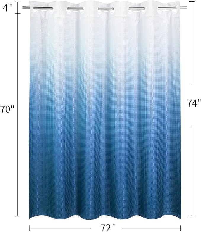 MitoVilla No Hooks Needed Blue Ombre Waffle Shower Curtain Liner Set, Modern - Image 7