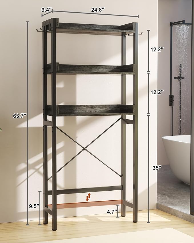 Ecoprsio Over-The-Toilet Storage Rack, 3-Tier Bathroom Organizer Shelf Over - Image 3