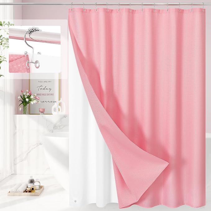 3 in 1 Shower Curtain Set, Waterproof Fabric Shower Curtains by Unknown