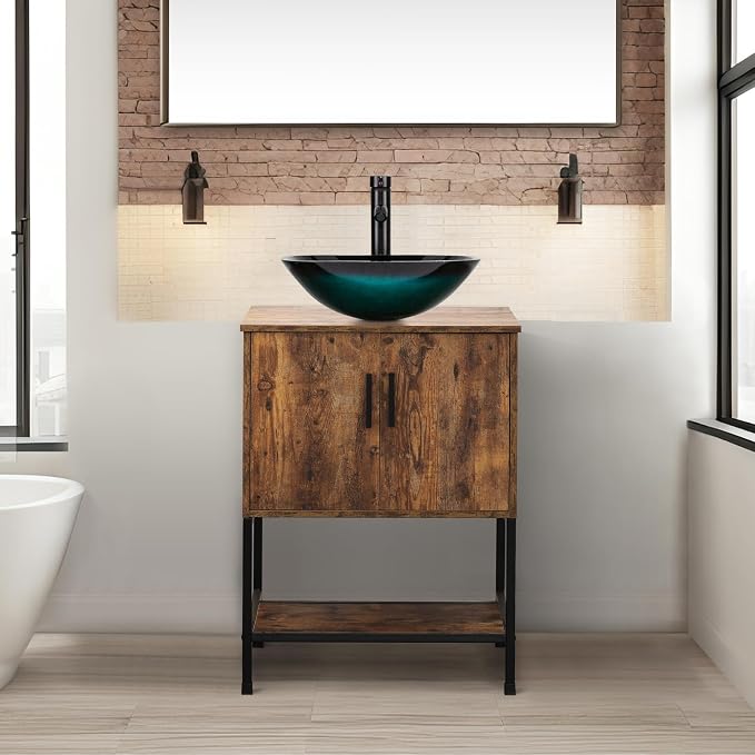 UEV 24" Antique Bathroom Vanity, Dark Brown Bathroom Vanity Set by YourHomeExcellentVendor